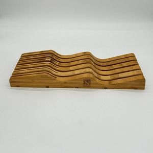 Cook N Home In-Drawer Bamboo Wood Knife Storage Holder Block 11 Slot